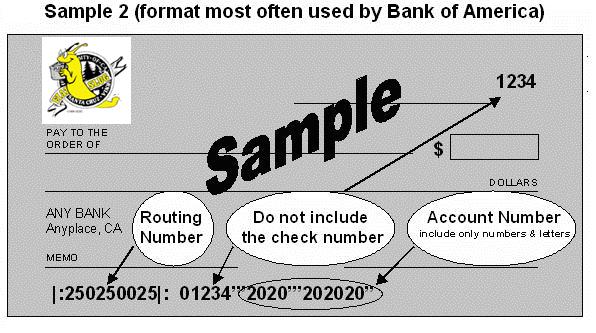 Sample Check BofA